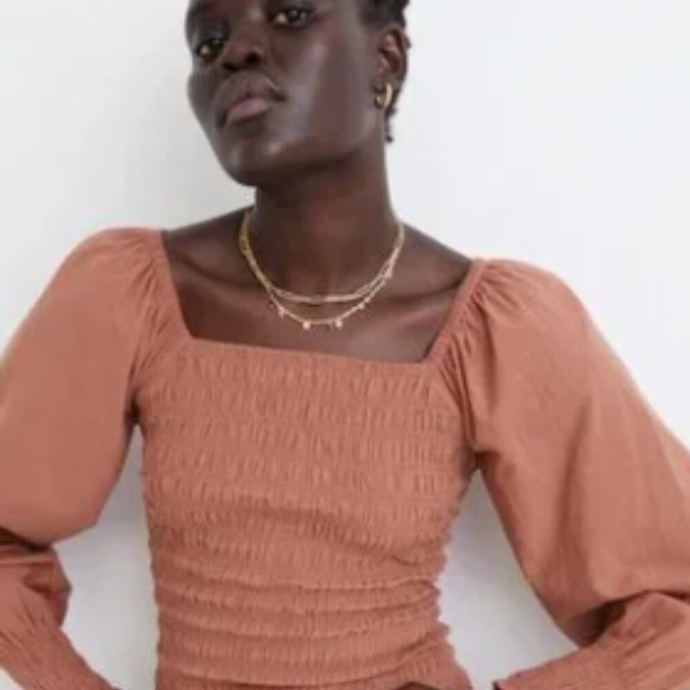 Madewell Lucie Bubble Sleeve Smocked Top XXS